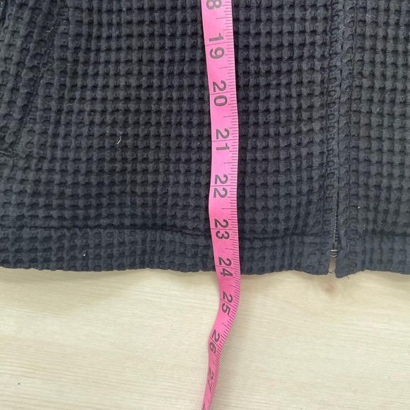 Eileen Fisher Waffle Knit Jacket LARGE Black Stretch LS Lyocell Organic Cotton - Picture 10 of 12